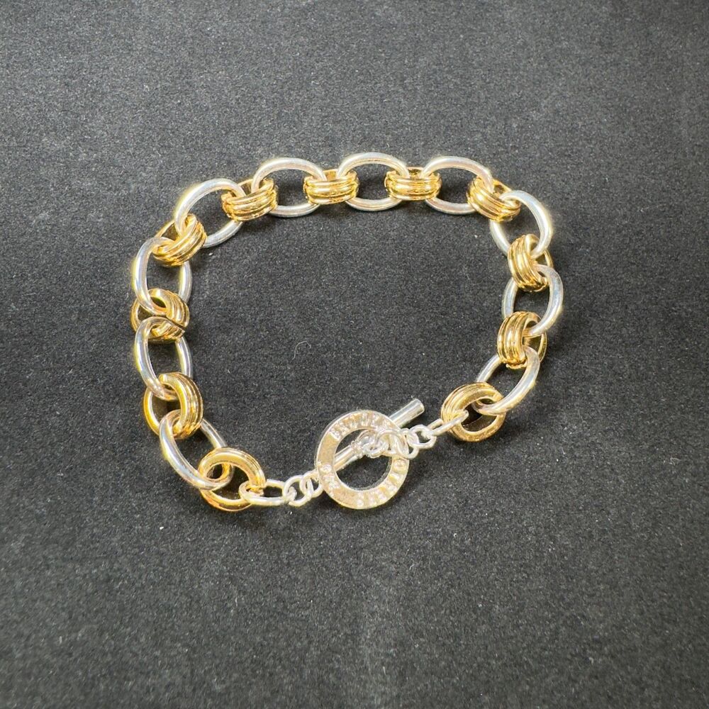 Brooks Brothers 346 Bracelet Gold Tone Silver Tone Fashion Two Tone Clasp Preppy